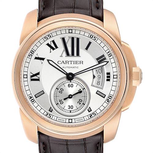 Photo of Cartier Calibre Rose Gold Silver Dial Automatic Mens Watch W7100009