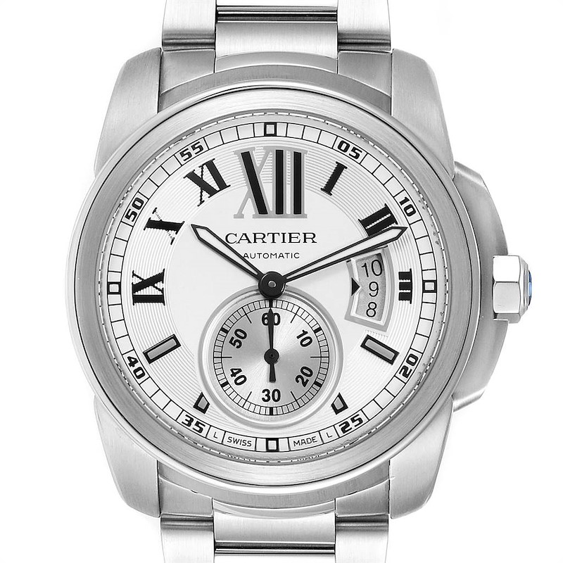 Cartier Calibre Silver Dial Steel Automatic Mens Watch W7100015 SwissWatchExpo