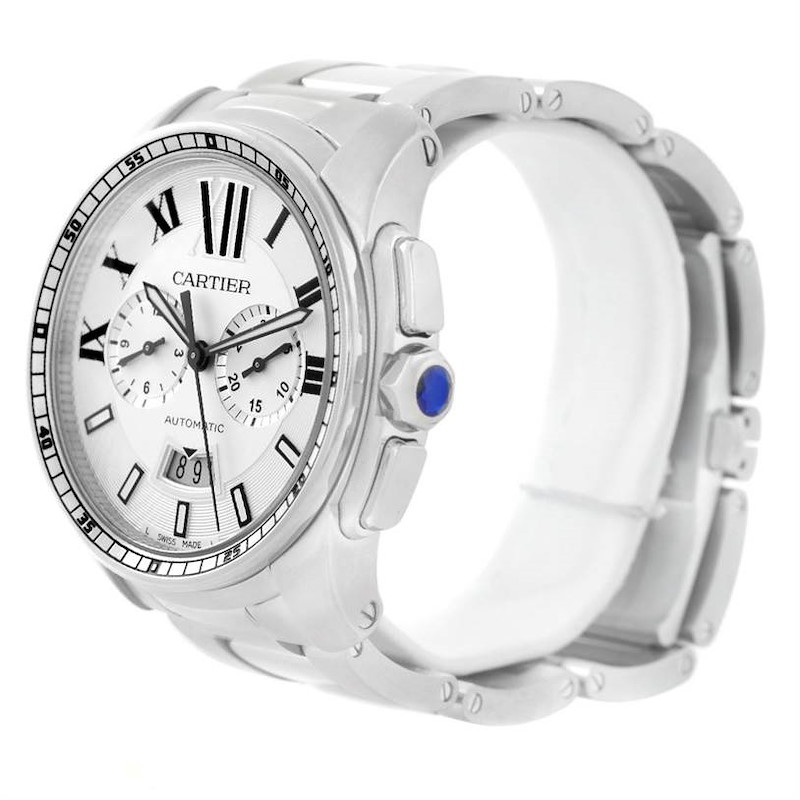 Cartier Calibre Stainless Steel Chronograph Mens Watch W7100045 SwissWatchExpo