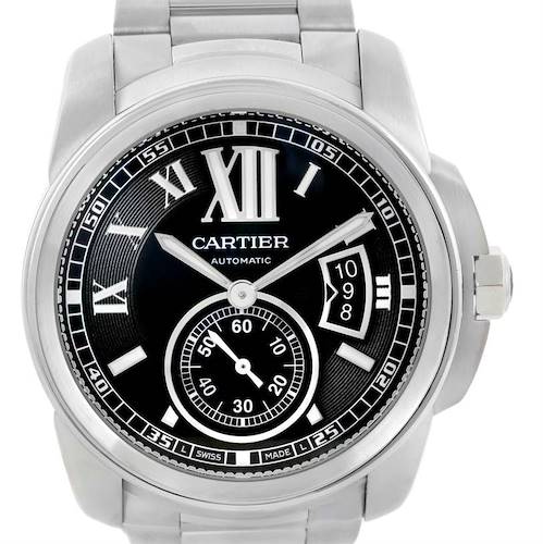 Photo of Cartier Calibre  Stainless Steel Black Dial Mens Watch W7100016