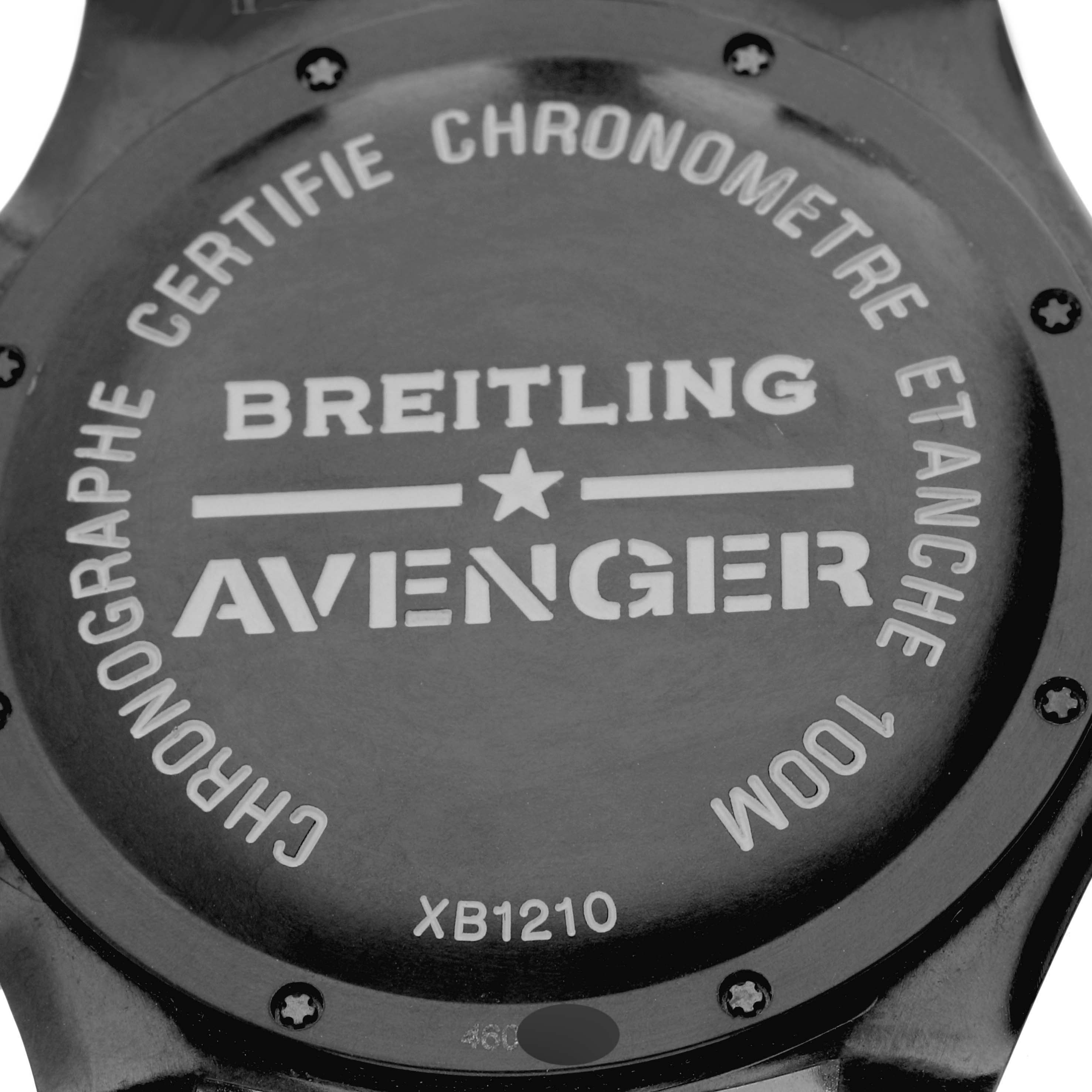 The image shows the back case of a Breitling Avenger XB1210E4/BE89 Men's Titanium Black Dial XB1210E4/BE89 Men's Titanium Black Dial watch with model number XB1210.