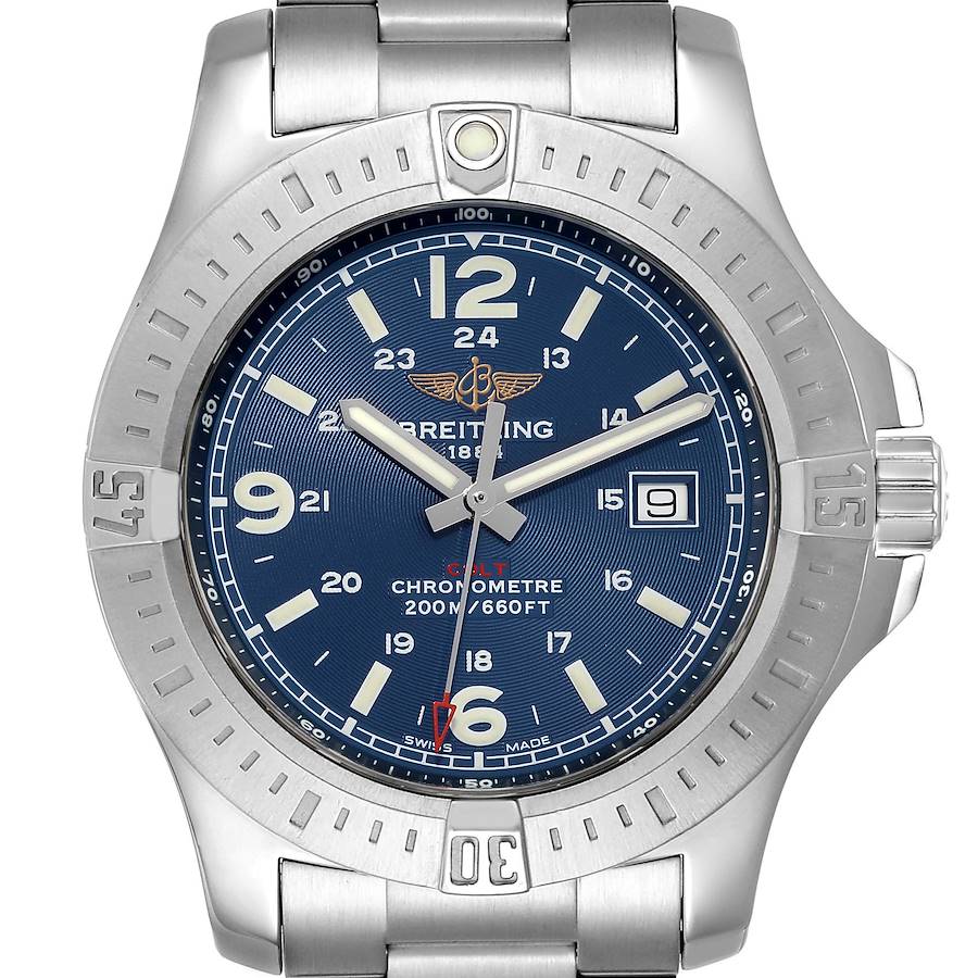 Breitling Colt Blue Dial Stainless Steel Mens Watch A74388 Box Card SwissWatchExpo