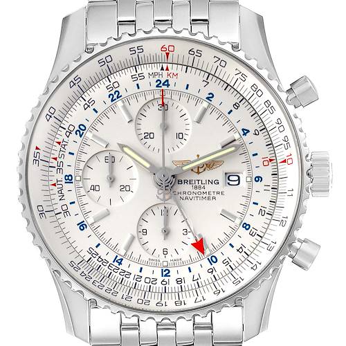 Photo of Breitling Navitimer World Silver Dial Steel Mens Watch A24322 Box Papers