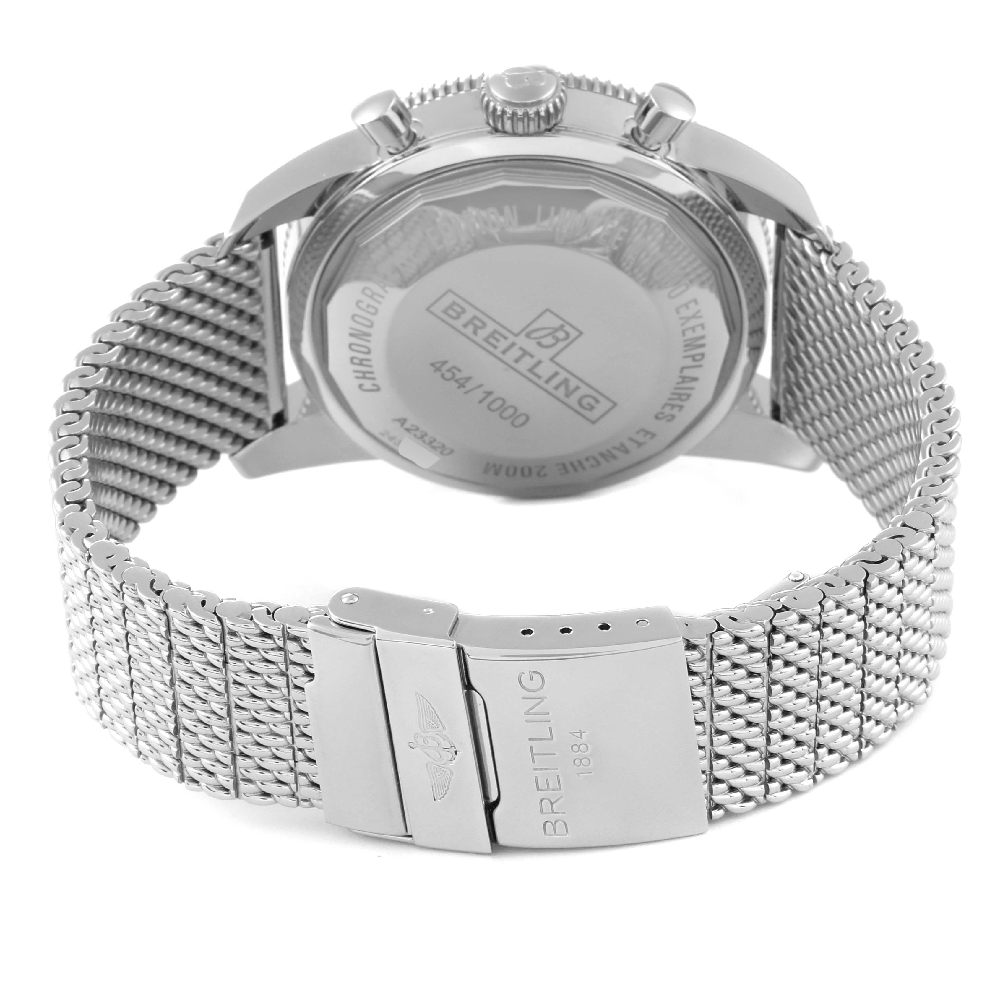 The image shows the back case and clasp of the Breitling Limited Series model watch at a slight angle.