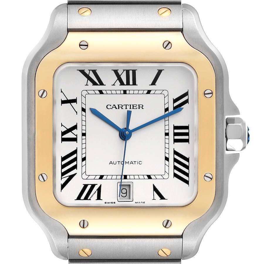 Cartier Santos Large Steel Yellow Gold Mens Watch W2SA0009 Unworn SwissWatchExpo
