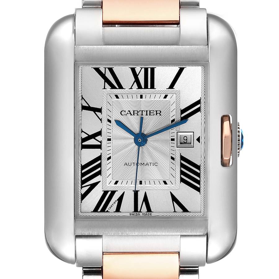 Cartier Tank Anglaise Large Steel 18K Rose Gold Mens Watch W5310007 SwissWatchExpo
