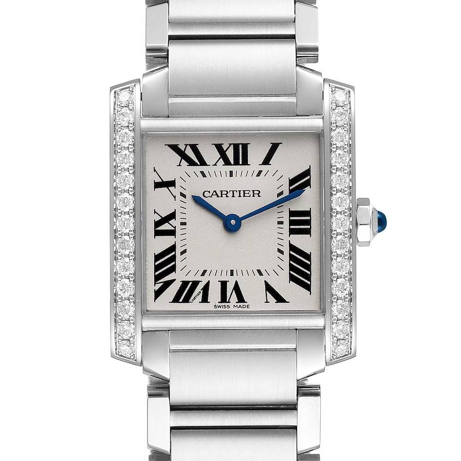 Cartier Tank Francaise Midsize Diamond Steel Ladies Watch W4TA0009 SwissWatchExpo