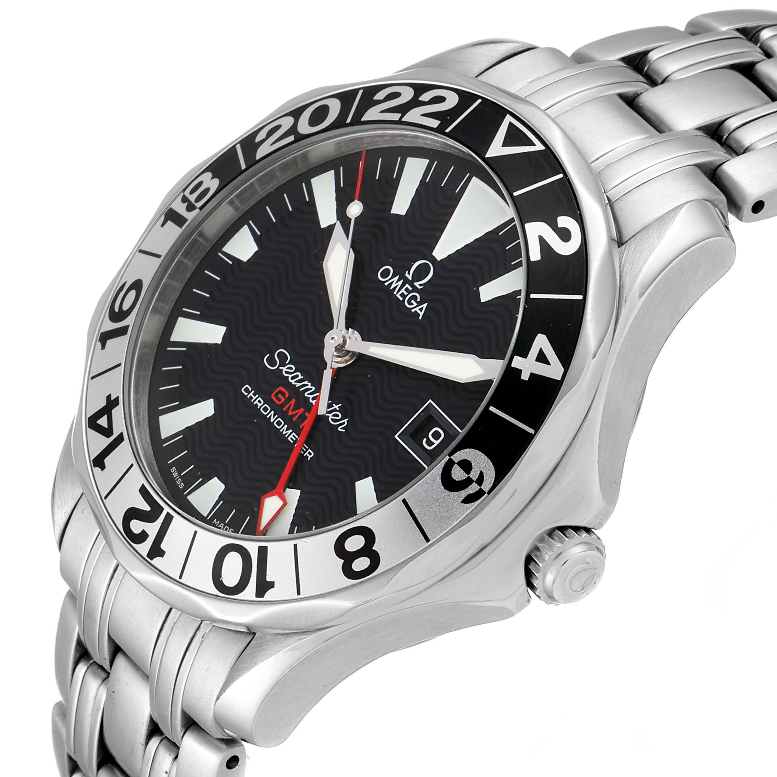 The Omega Seamaster 2234.50.00 Men
s Stainless Steel Black Dial 2234.50.00 Men
s Stainless Steel Black Dial watch is shown at a slight angle, displaying the dial, bezel, crown, and part of the bracelet.