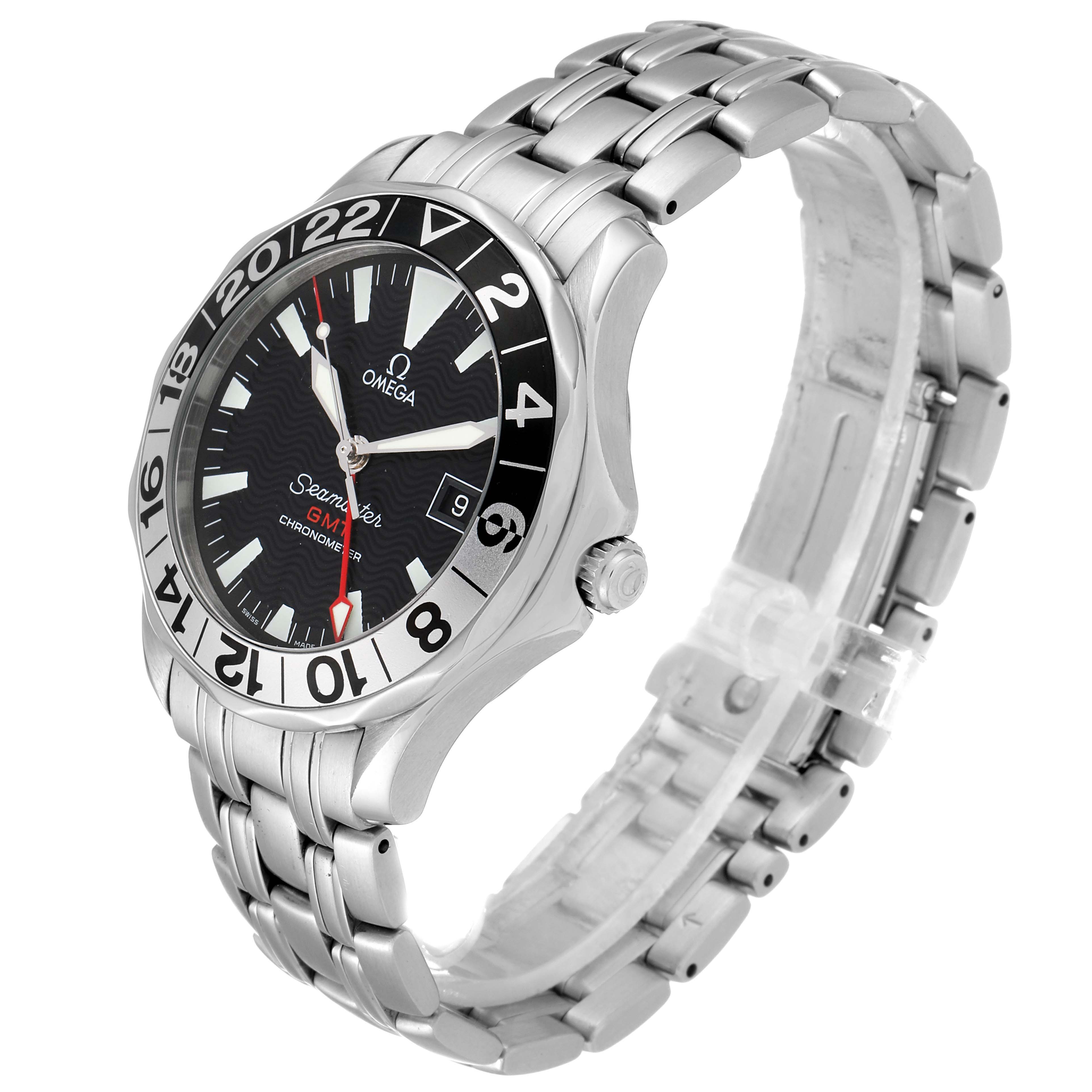 The image shows an Omega Seamaster 2234.50.00 Men
s Stainless Steel Black Dial 2234.50.00 Men
s Stainless Steel Black Dial watch at a slight angle, displaying both the face and stainless steel bracelet.