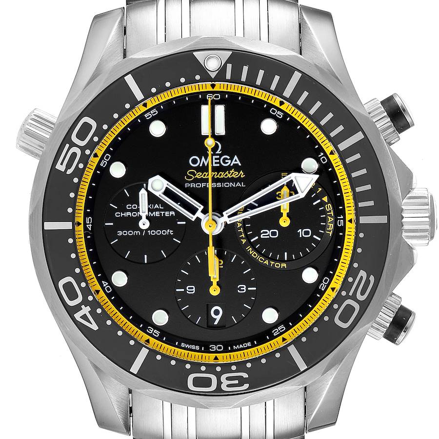 Omega Seamaster Regatta Yellow Hands Watch 212.30.44.50.01.002 Box Card SwissWatchExpo