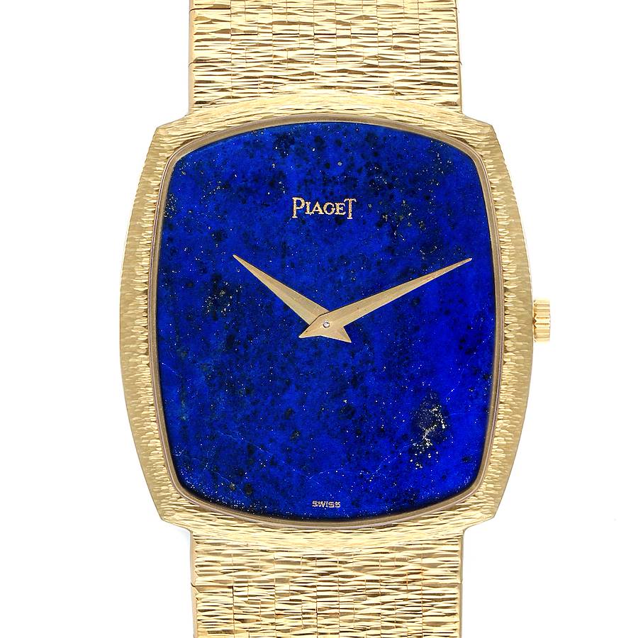 Piaget 18k Yellow Gold Blue Lapis Lazuli Stone Dial Vintage Mens Watch SwissWatchExpo