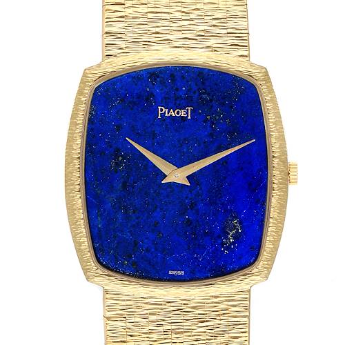 Photo of Piaget 18k Yellow Gold Blue Lapis Lazuli Stone Dial Vintage Mens Watch