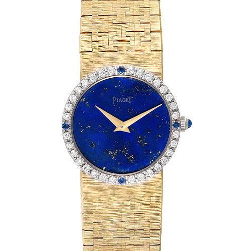Photo of Piaget Yellow Gold Lapis Dial Diamond Sapphire Vintage Cocktail Watch 9706