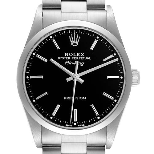 Photo of Rolex Air King Black Dial Smooth Bezel Steel Mens Watch 14000