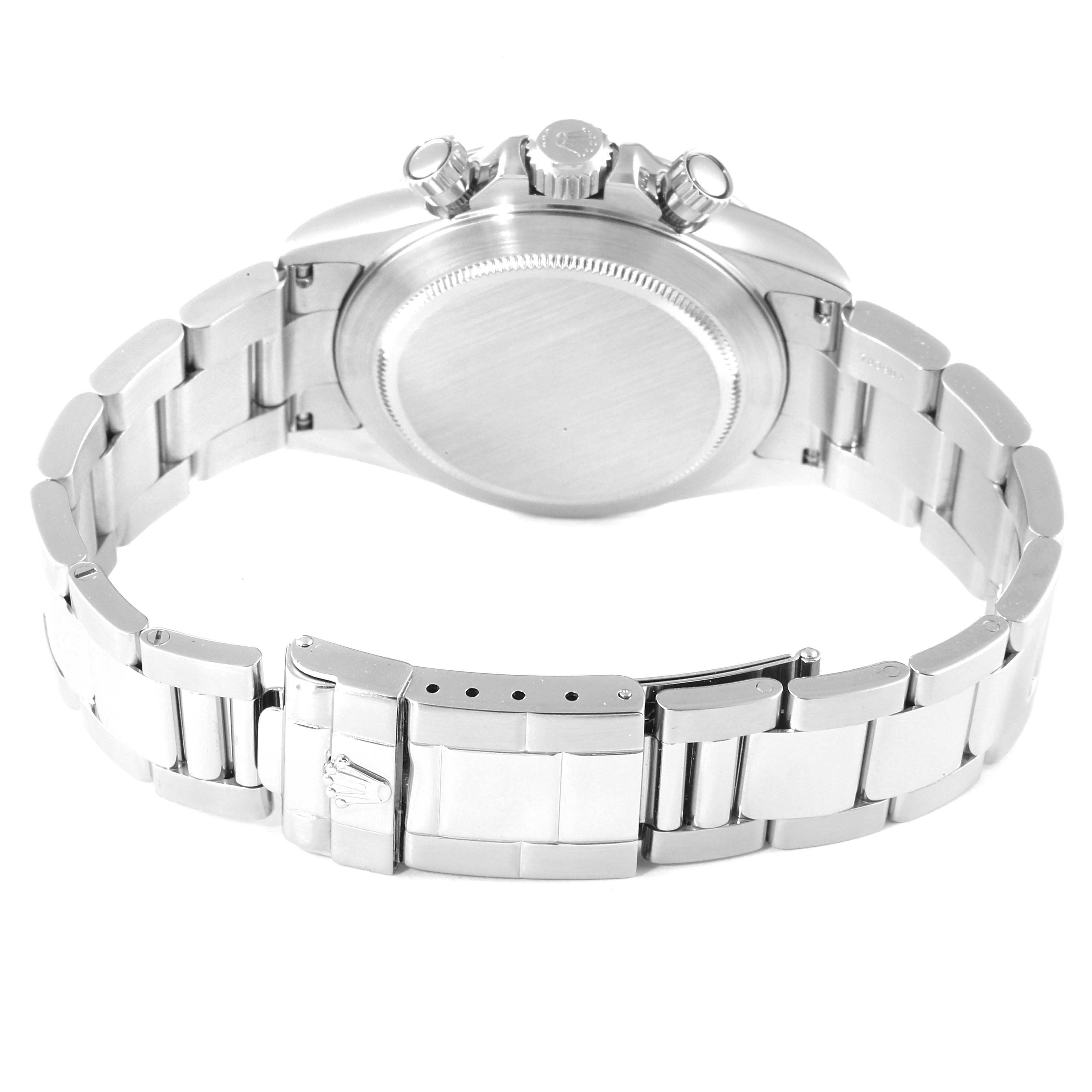 The image shows the back view of the Rolex Daytona 16520 Men's Stainless Steel Black Dial 16520 Men's Stainless Steel Black Dial watch, highlighting the case back and bracelet clasp.