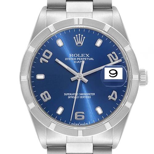 Photo of NOT FOR SALE Rolex Date Blue Dial Engine Turned Bezel Steel Mens Watch 15210 PARTIAL PAYMENT
