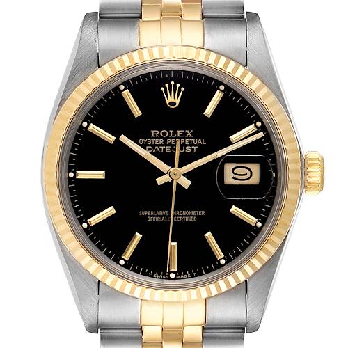 Photo of Rolex Datejust 36 Steel Yellow Gold Vintage Mens Watch 16013 Box Papers