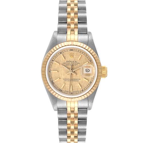 Photo of Rolex Datejust Champagne Linen Dial Ladies Watch 69173 Box Papers