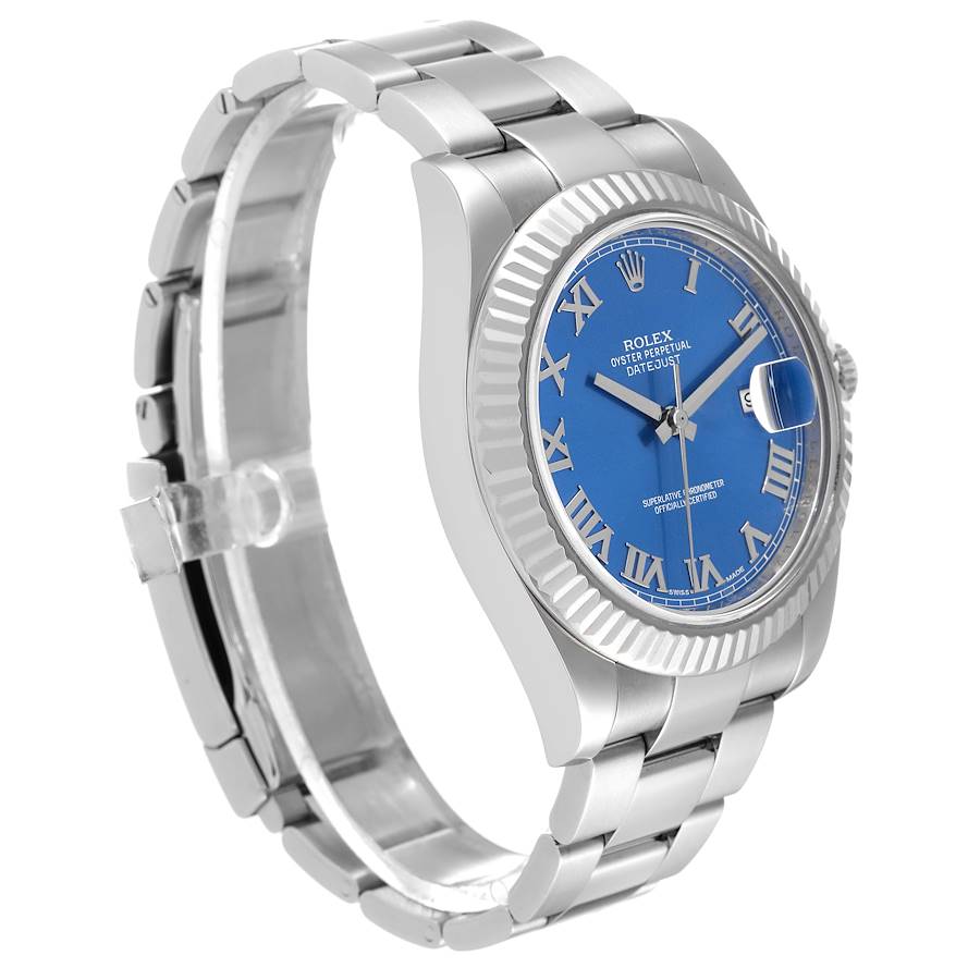 Rolex Datejust Blue Roman Dial Fluted Mens Watch 116334 | SwissWatchExpo