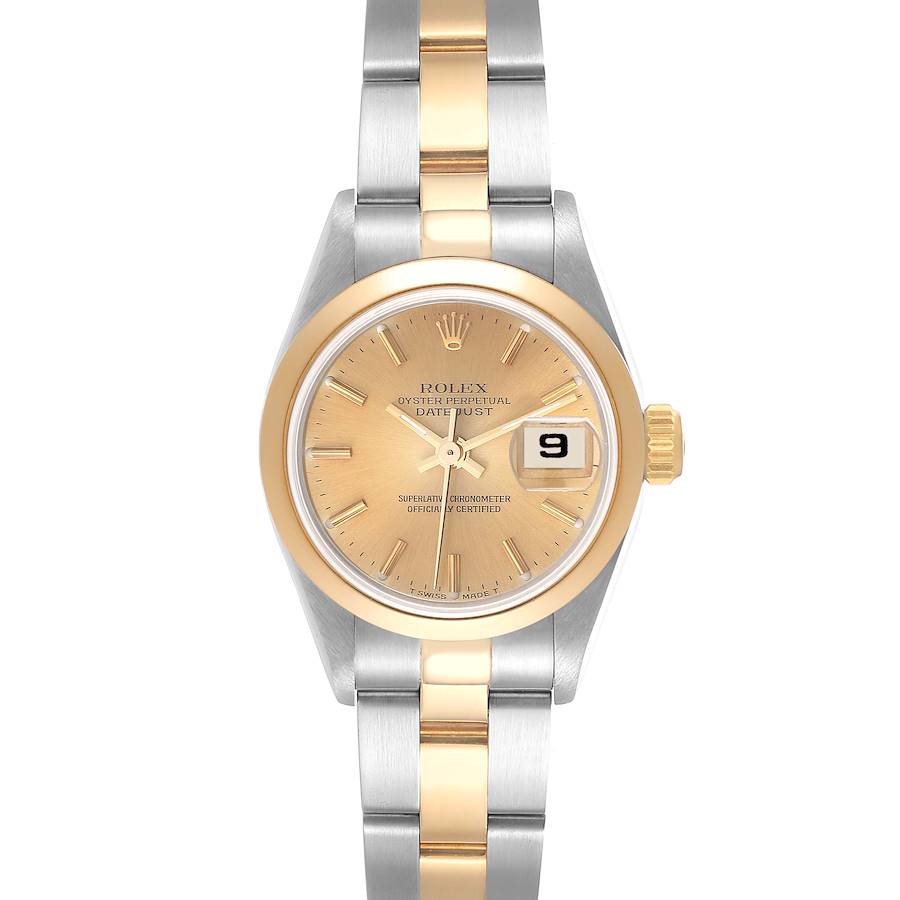 Rolex Datejust Ladies Steel Yellow Gold Champagne Dial Watch 69163 Box Papers SwissWatchExpo