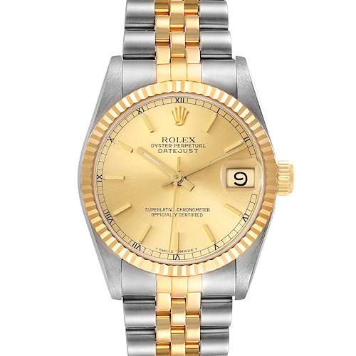 Photo of Rolex Datejust Midsize Steel Yellow Gold Champagne Dial Ladies Watch 68273
