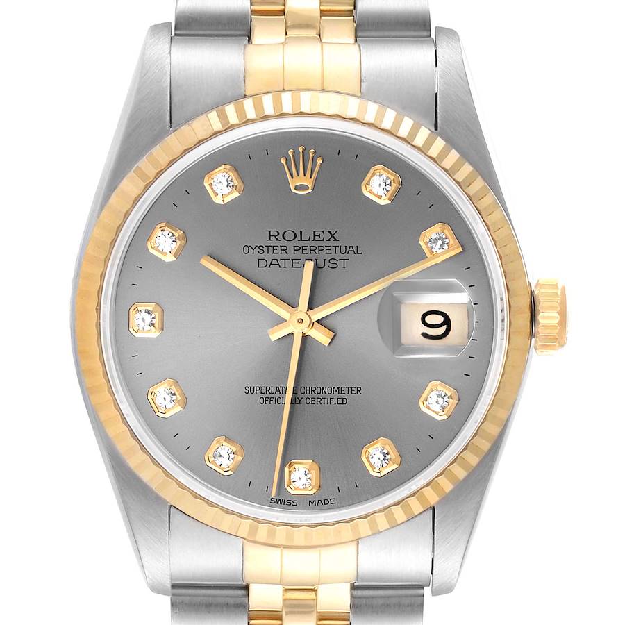 Rolex Datejust Stainless Steel Yellow Gold Mens Watch 16233 Box Papers SwissWatchExpo
