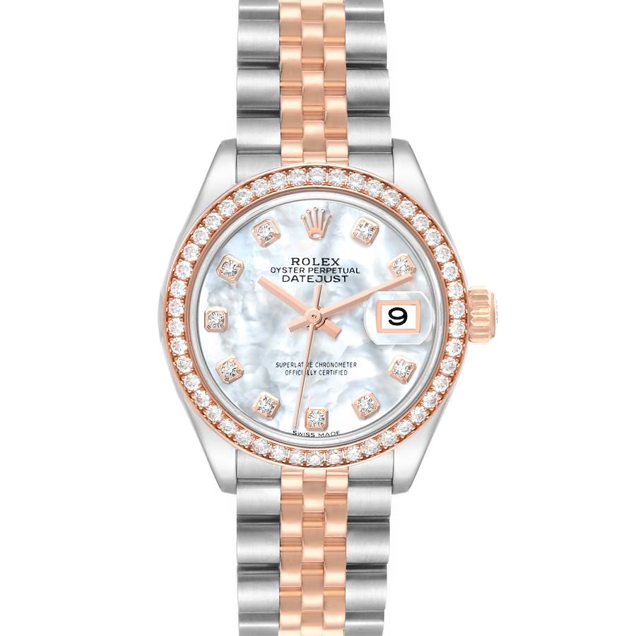 Rolex Datejust Steel Rose Gold Mother of Pearl Diamond Ladies Watch 279381 SwissWatchExpo