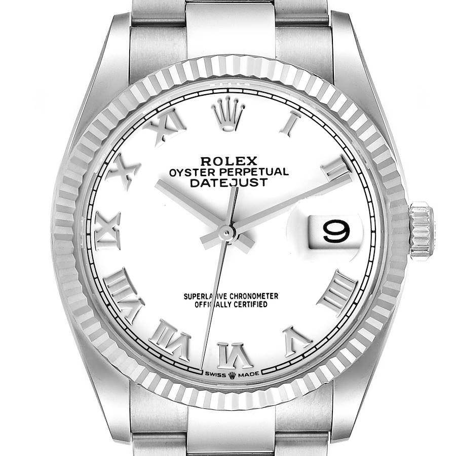 Rolex Datejust Steel White Gold White Dial Mens Watch 126234 Unworn SwissWatchExpo