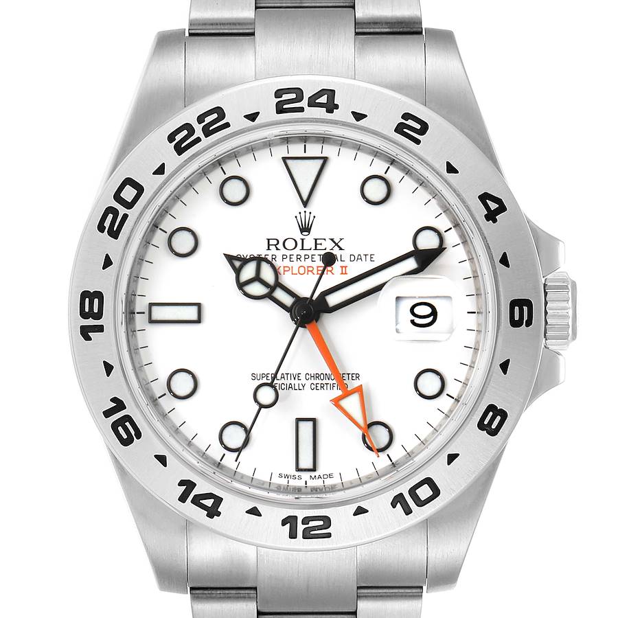 Rolex Explorer II 42 White Dial Orange Hand Mens Watch 216570 Box Papers SwissWatchExpo