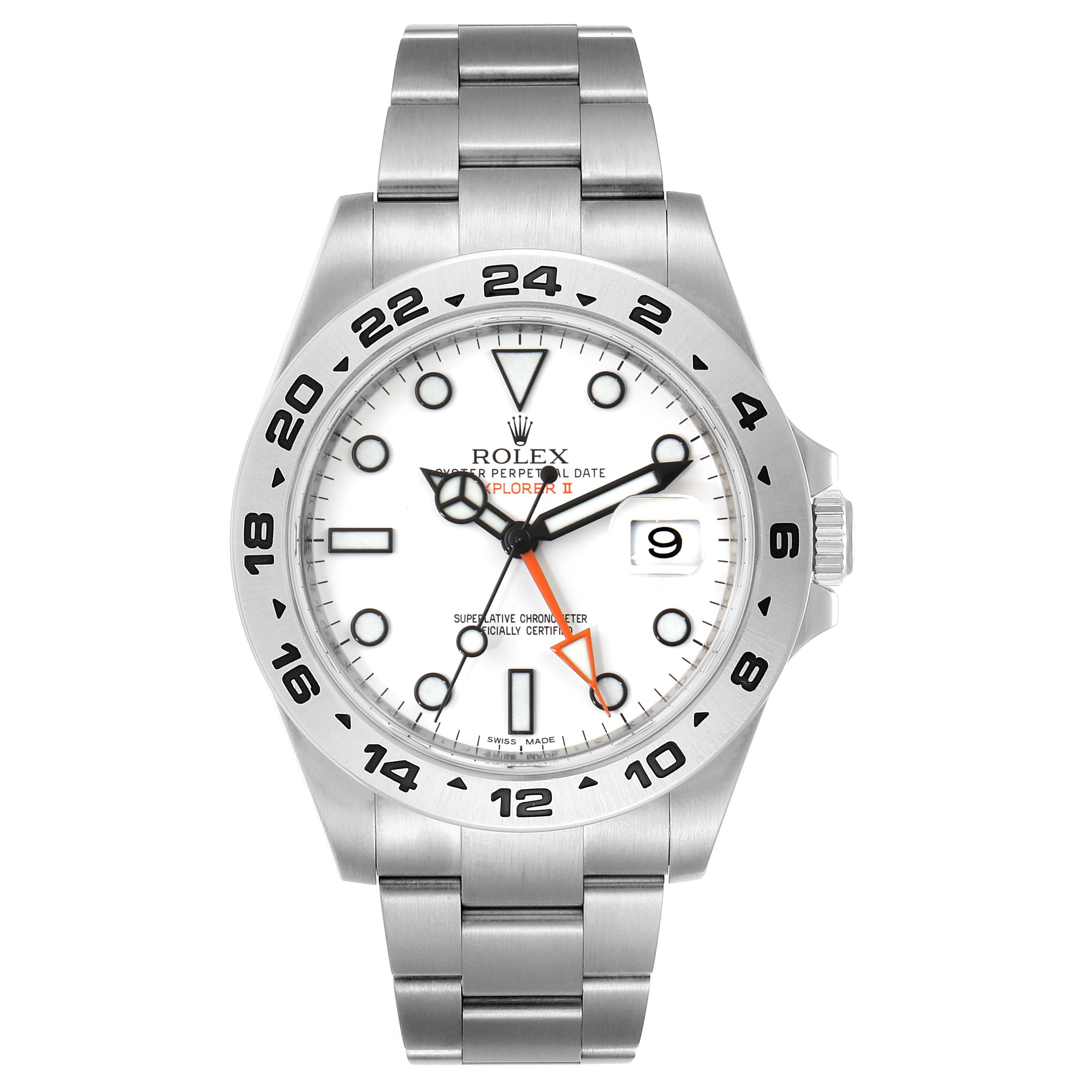 The image shows a Rolex Explorer 216570 Men
s Stainless Steel White Dial 216570 Men
s Stainless Steel White Dial watch, photographed from the front, displaying the dial, bezel, and bracelet.