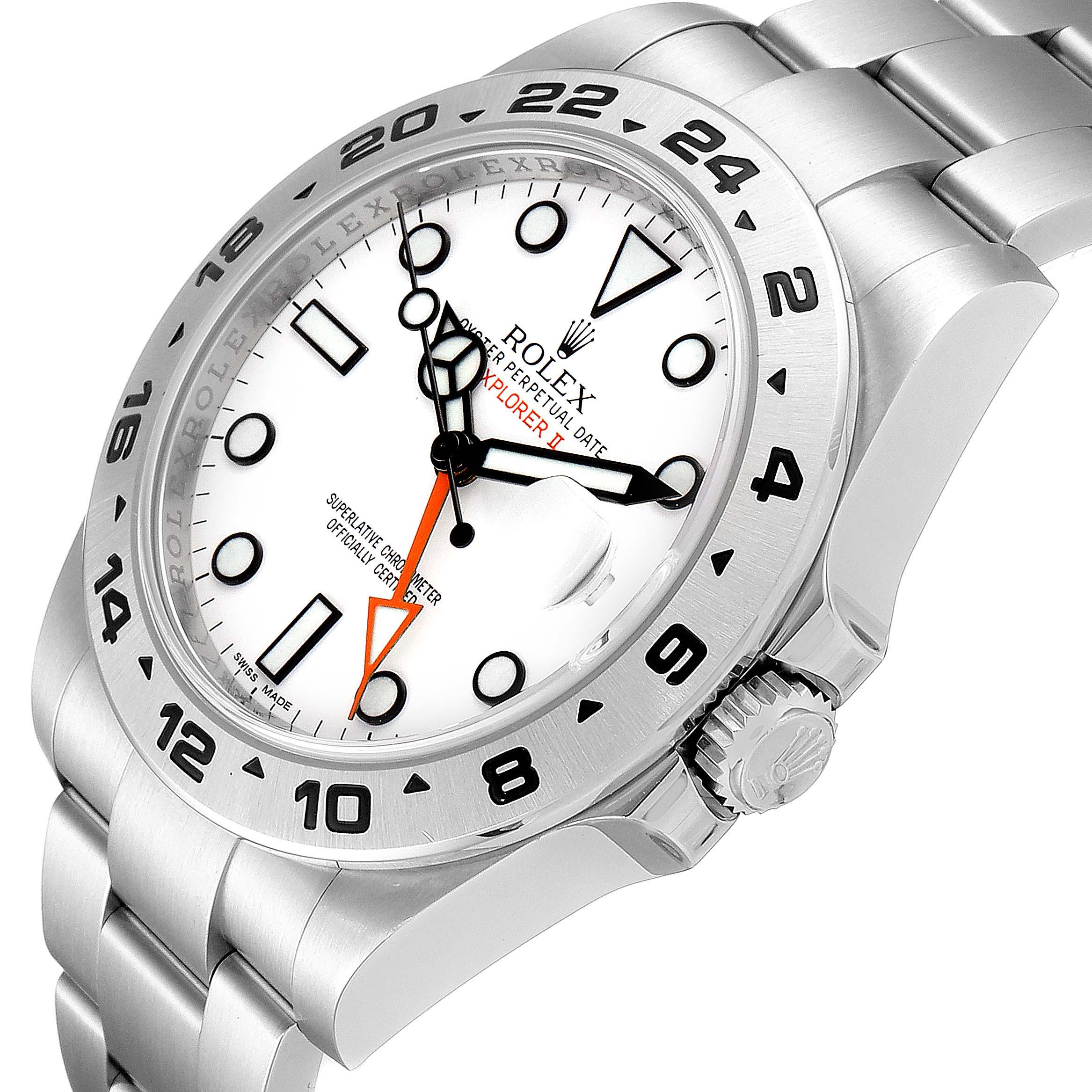 The Rolex Explorer 216570 Men
s Stainless Steel White Dial 216570 Men
s Stainless Steel White Dial model watch is shown at an angled view, highlighting its bezel, dial, crown, and a portion of the bracelet.