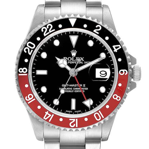 Photo of Rolex GMT Master II Black Red Coke Bezel Steel Mens Watch 16710