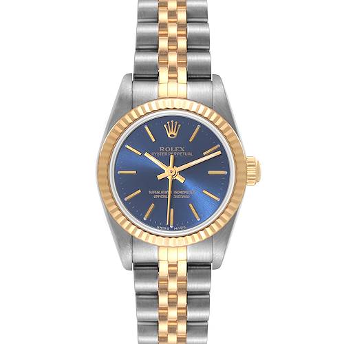 Photo of Rolex Oyster Perpetual Steel Yellow Gold Blue Dial Ladies Watch 76193