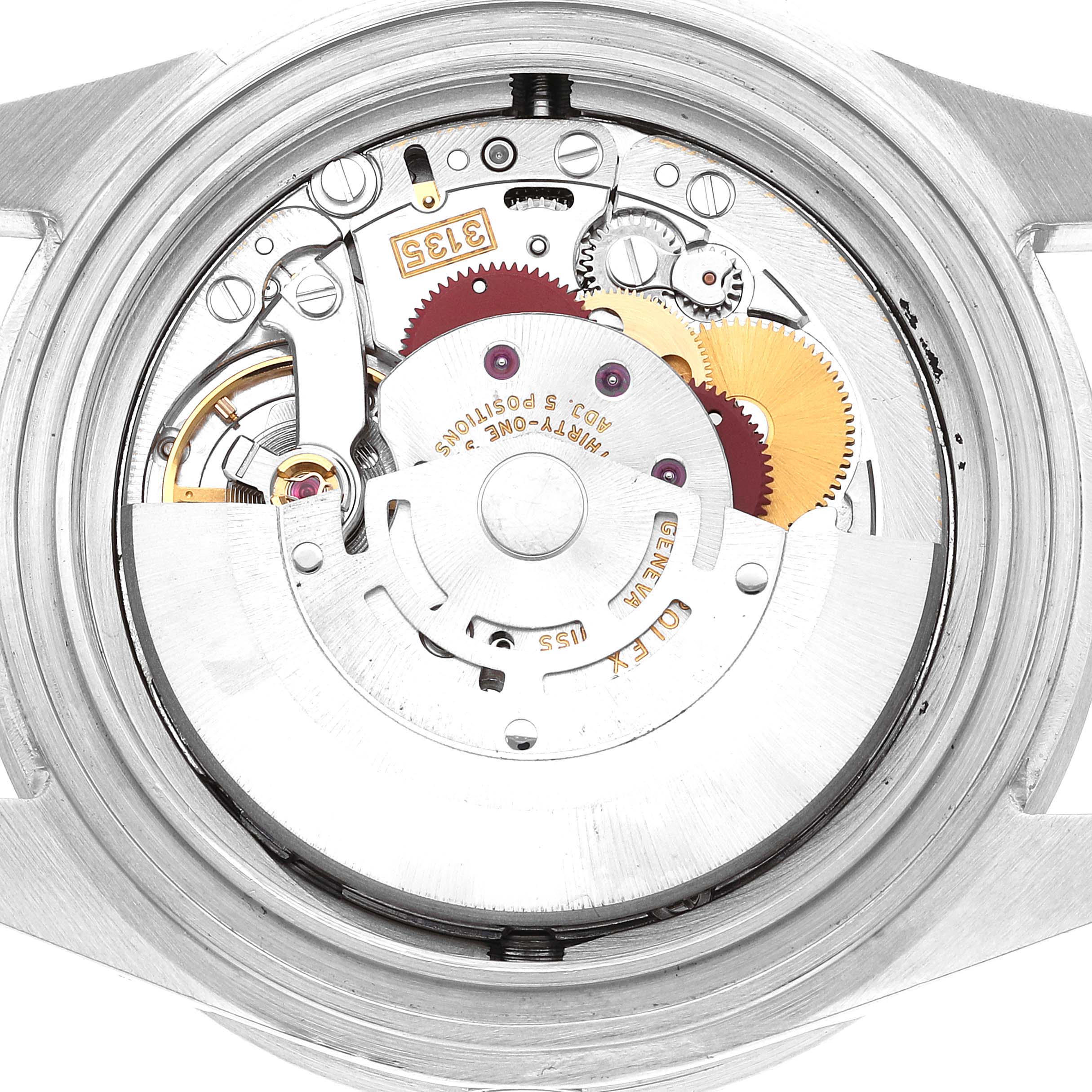 The image shows a detailed close-up view of the inner mechanical movement of a Rolex Sea-Dweller 16600 Men's Stainless Steel Black Dial 16600 Men's Stainless Steel Black Dial watch from the back.