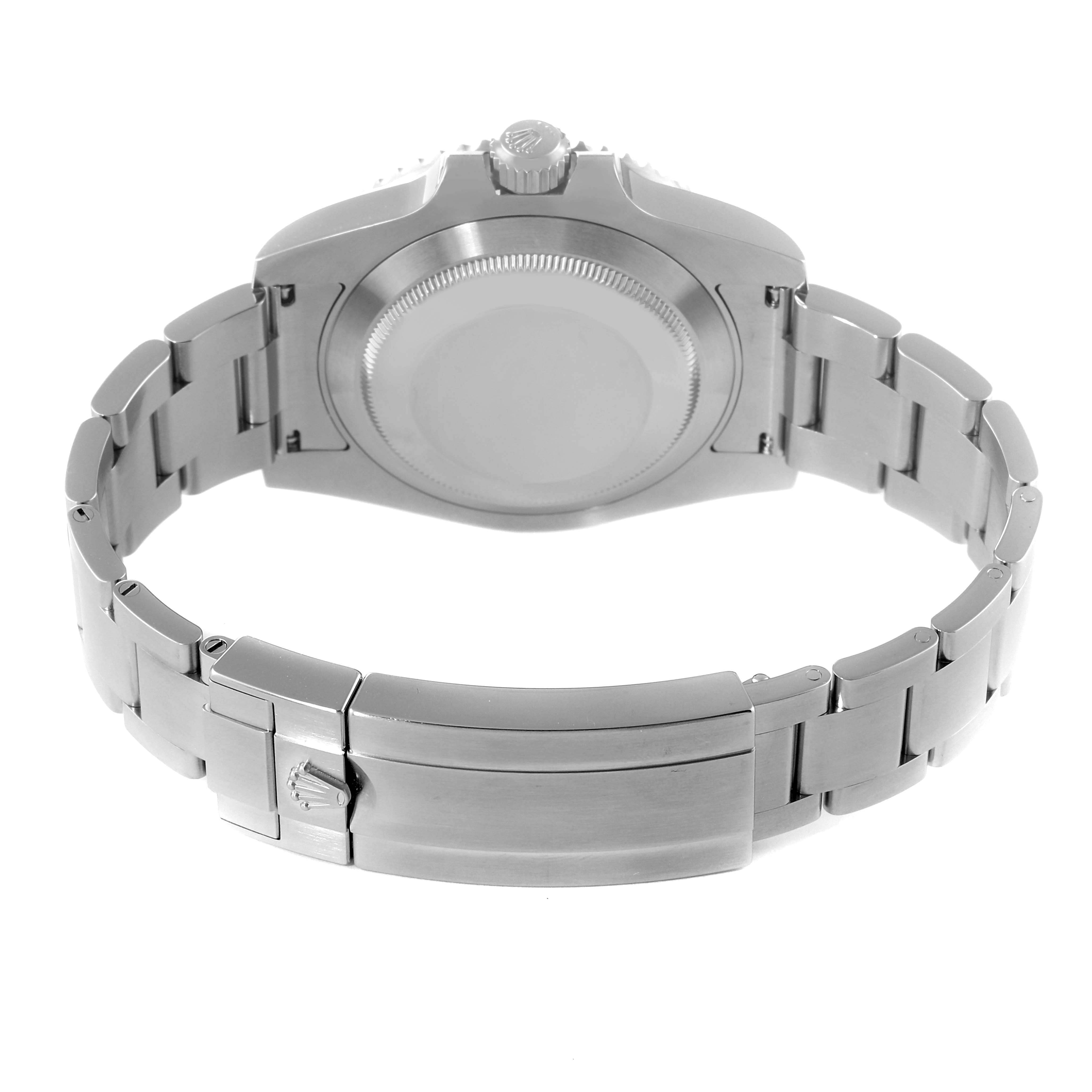 The image shows the back view of the Rolex Submariner 116610 Men
s Stainless Steel Black Dial 116610 Men
s Stainless Steel Black Dial watch, highlighting the case back and bracelet clasp.