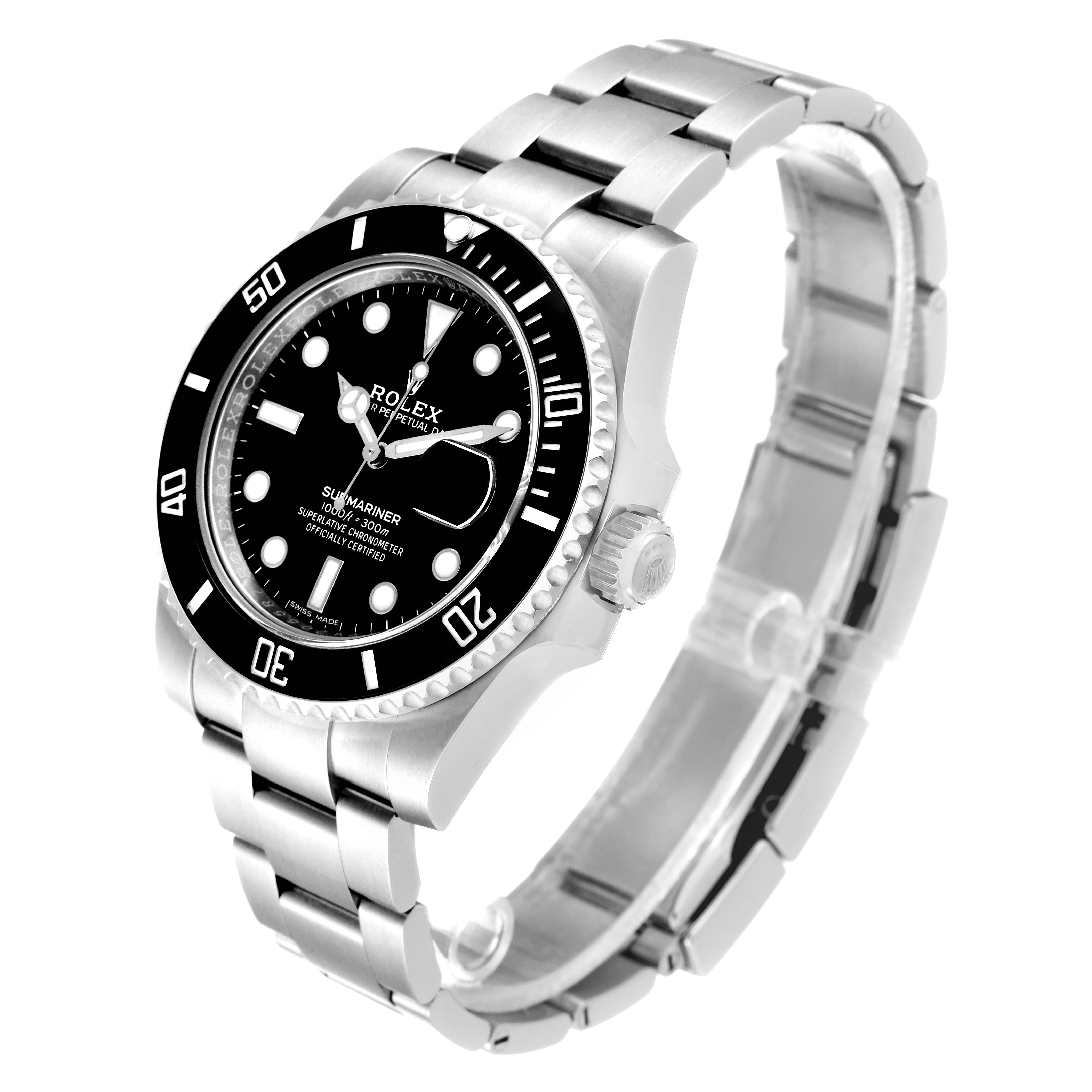 The image shows a side view of the Rolex Submariner 116610 Men
s Stainless Steel Black Dial 116610 Men
s Stainless Steel Black Dial watch with visible dial, bezel, crown, and stainless steel bracelet.