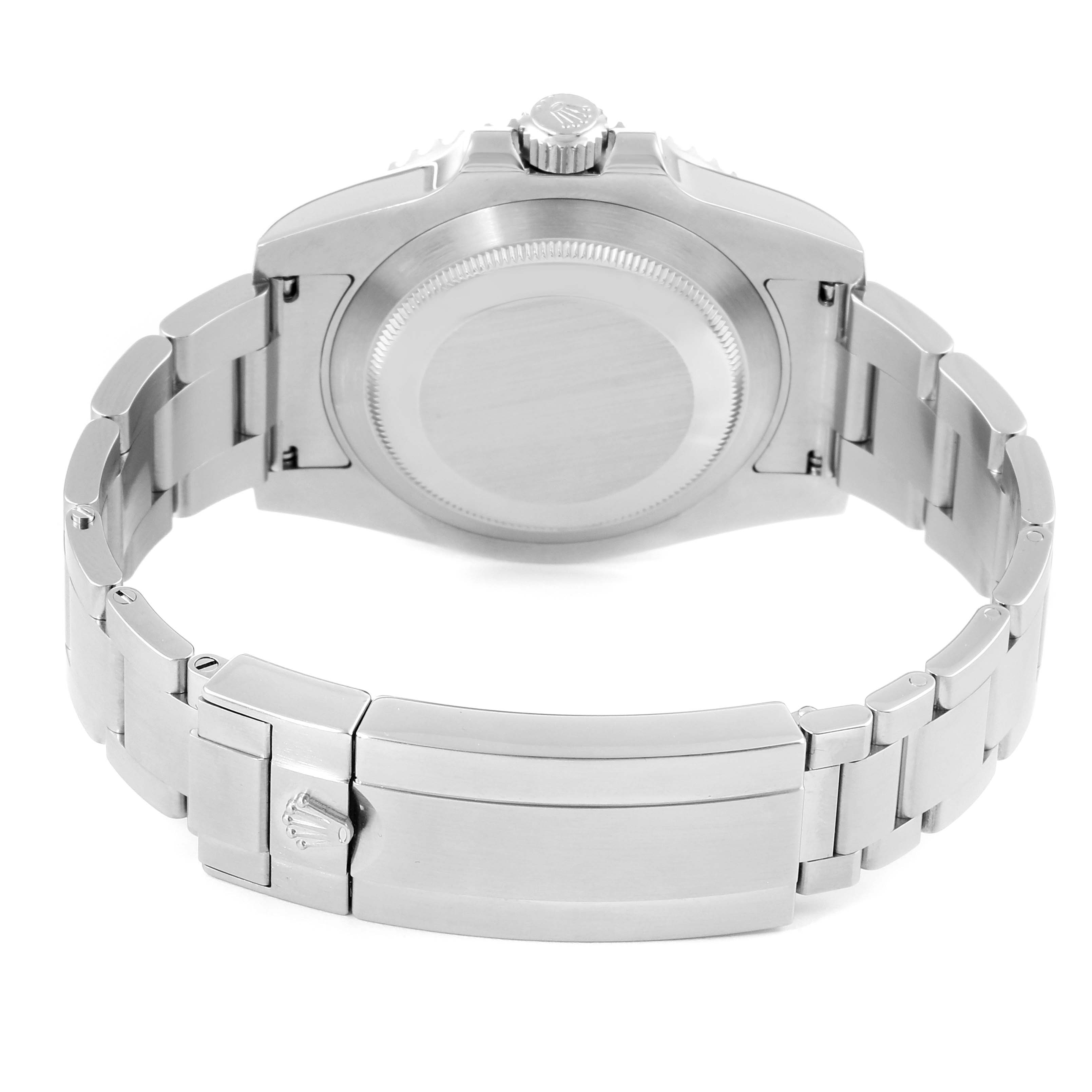 The image shows the back view of a Rolex Submariner 116610LN Men's Stainless Steel Black Dial 116610LN Men's Stainless Steel Black Dial watch, focusing on the case, bracelet, and clasp.