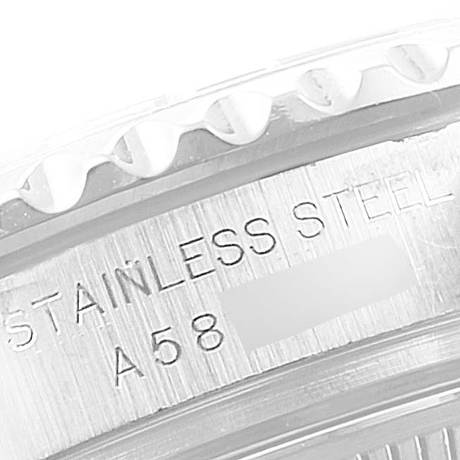 The image shows a close-up of the stainless steel engraved parts of the Rolex Yacht-Master 169622 Women
s Stainless Steel Silver Dial 169622 Women
s Stainless Steel Silver Dial watch.