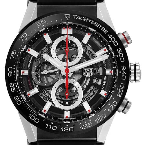 Photo of TAG Heuer Carrera Skeleton Dial Steel Mens Watch CAR201V Box Card