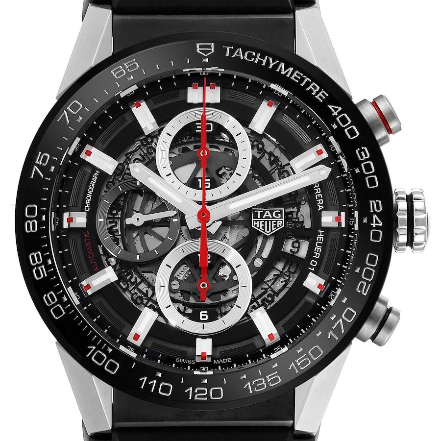 TAG Heuer Carrera Skeleton Dial Steel Mens Watch CAR201V Box Card SwissWatchExpo