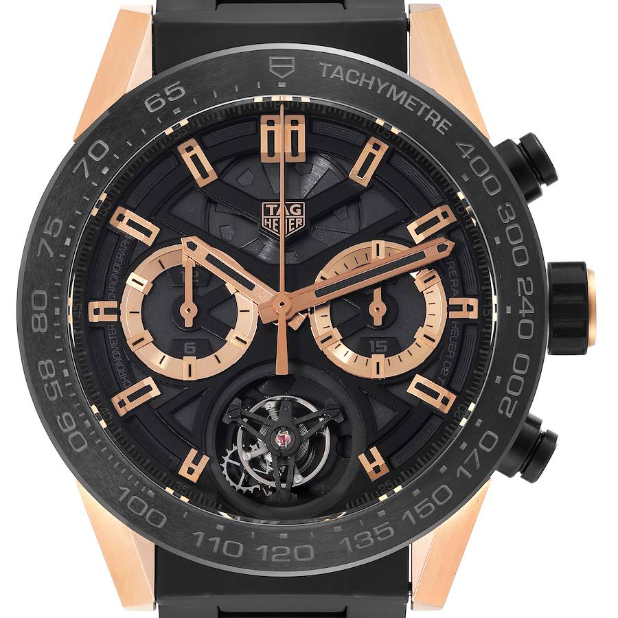 Tag Heuer Carrera Skeleton Dial Titanium Rose Gold Mens Watch CAR5A5Y Box Card SwissWatchExpo