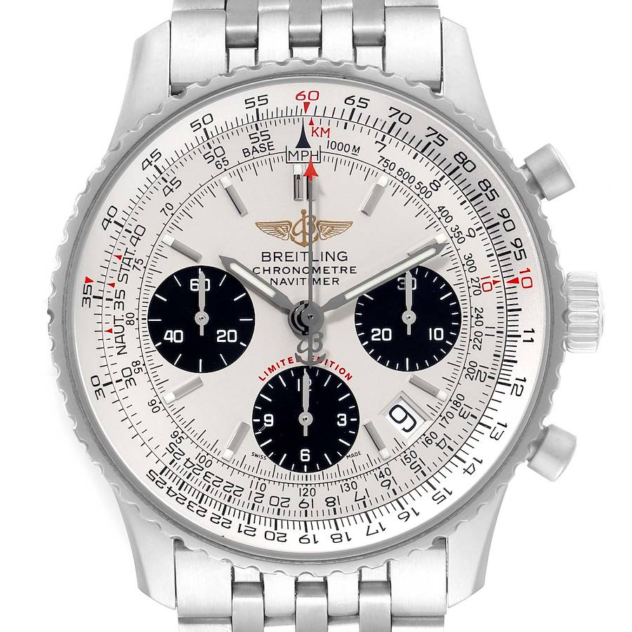 Breitling Navitimer Chronograph Panda Dial Steel Mens Watch A23322 Box Papers SwissWatchExpo