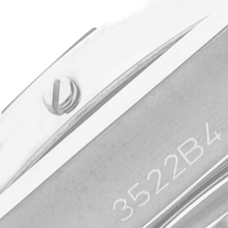 This image shows a close-up of the side casing and serial number on the Breitling A17356 Women's Stainless Steel Blue Dial A17356 Women's Stainless Steel Blue Dial Super Chronomat Blue Dial Steel Diamond Ladies Watch A17356.