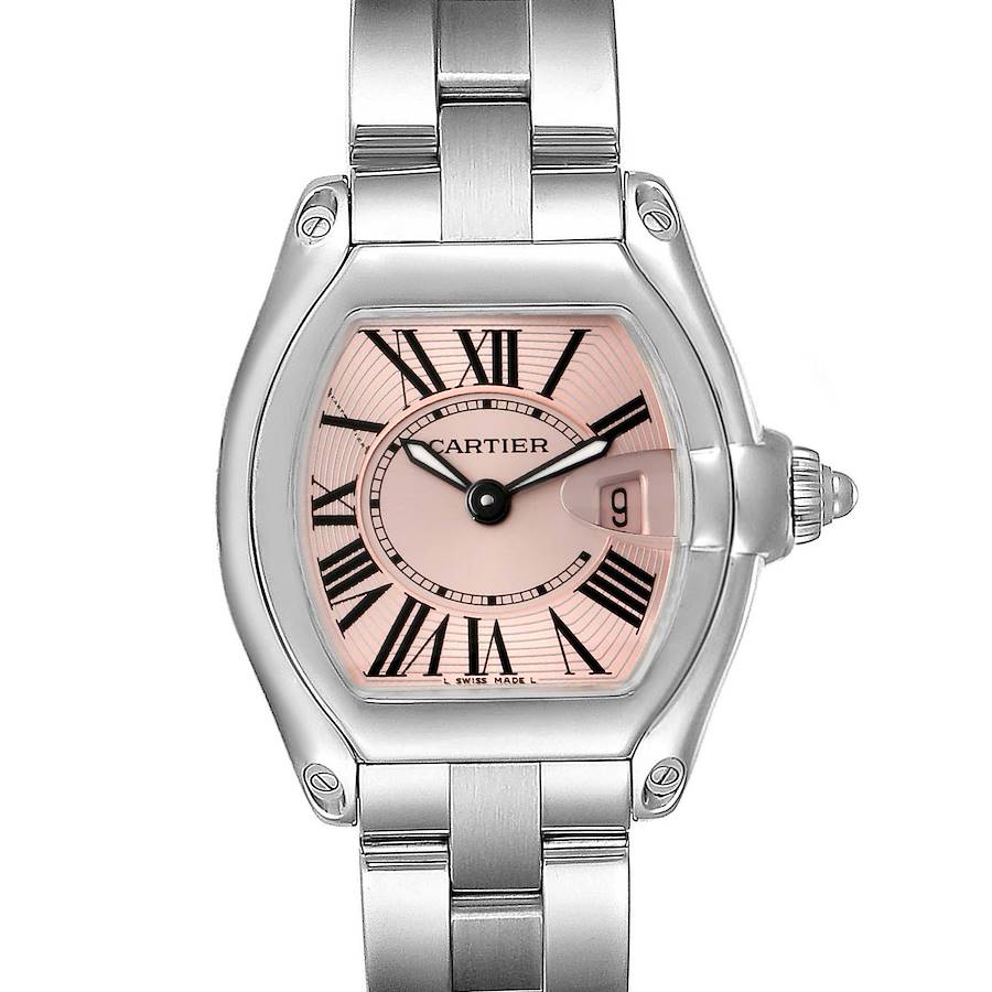 Cartier Roadster Pink Dial Stainless Steel Ladies Watch W62017V3 SwissWatchExpo