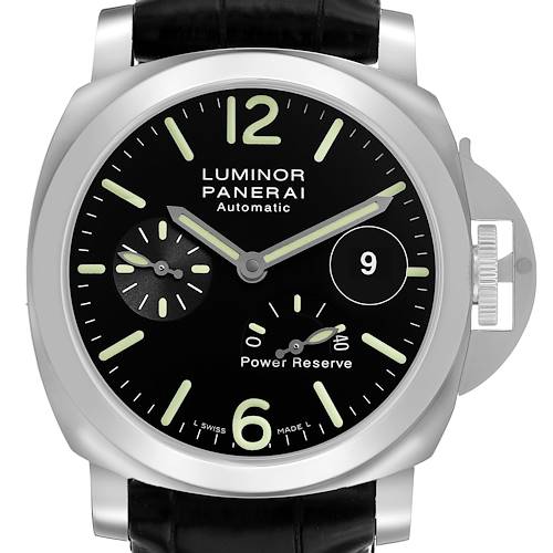 Photo of Panerai Luminor Power Reserve Black Dial Mens Steel Watch PAM00090 Card