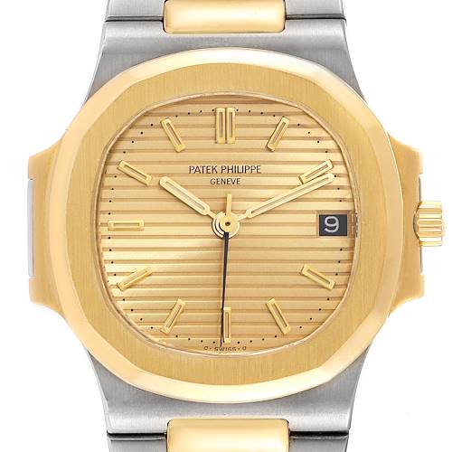 Photo of Patek Philippe Nautilus Steel Yellow Gold Champagne Dial Mens Watch 3800