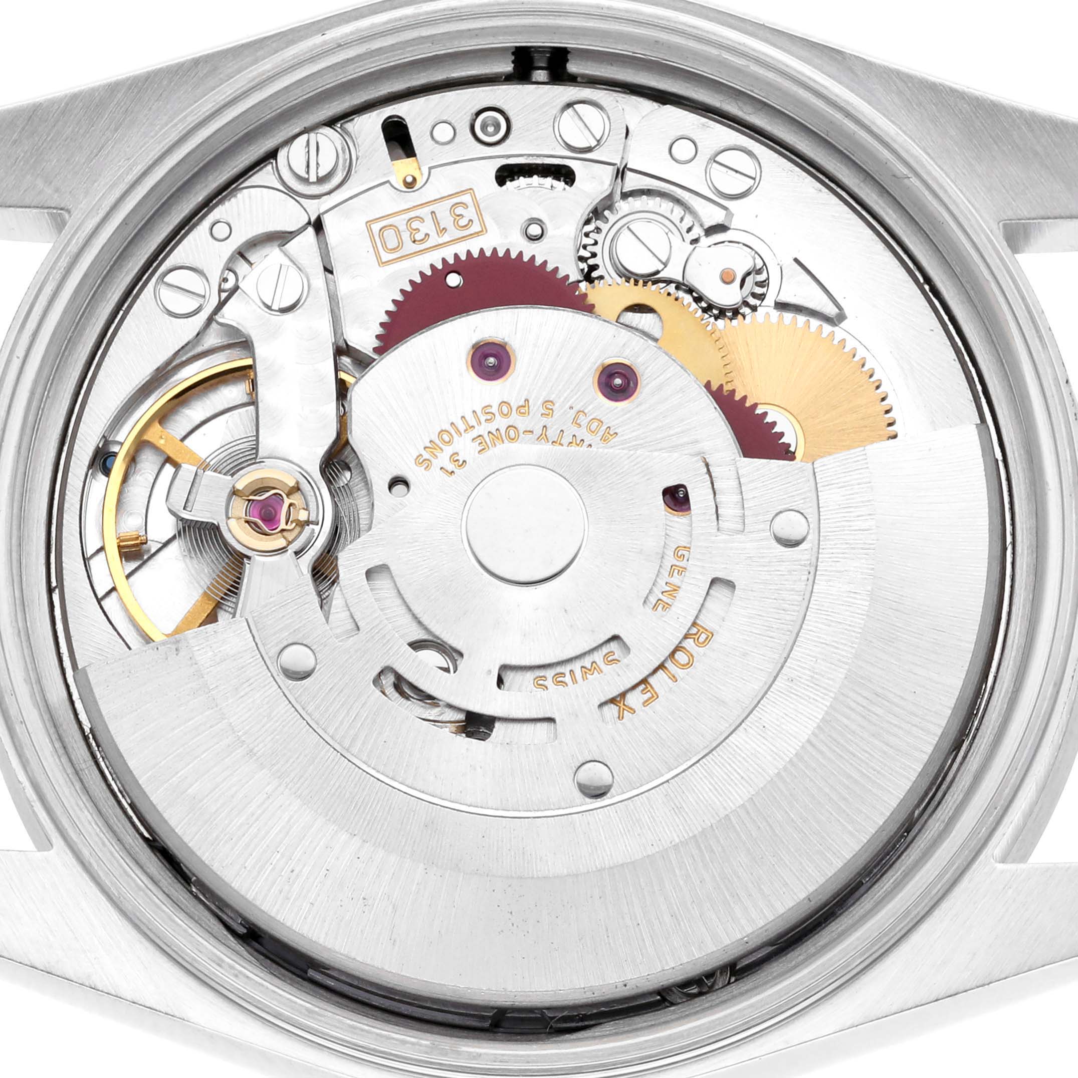 The image shows the internal mechanism of a Rolex Air-King 14010 Men's Stainless Steel Black Dial 14010 Men's Stainless Steel Black Dial watch from a back or open-case angle.