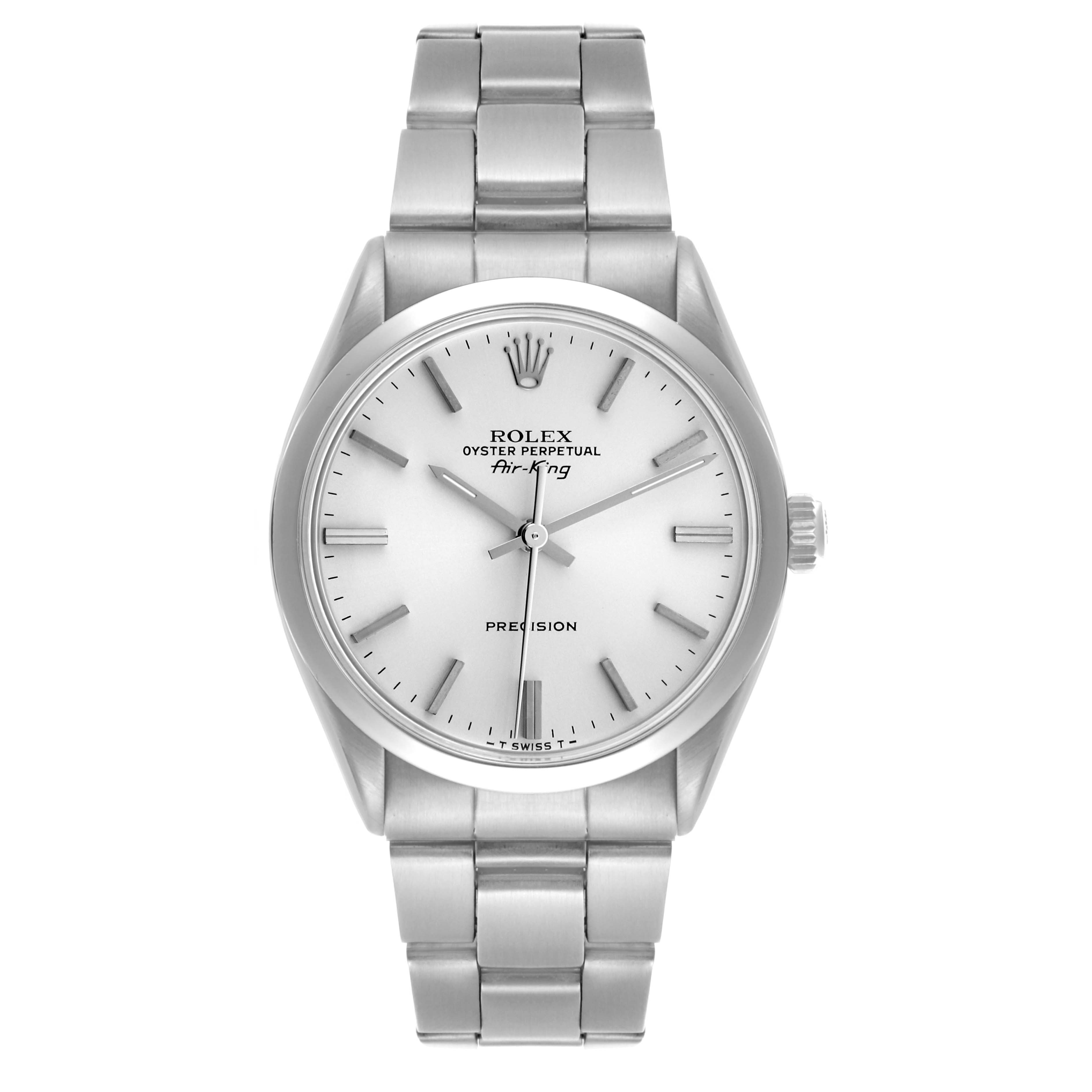 The Rolex Vintage Collection 5500 Men's Stainless Steel Silver Dial 5500 Men's Stainless Steel Silver Dial watch is shown from a front angle, displaying the face, bracelet, and crown.
