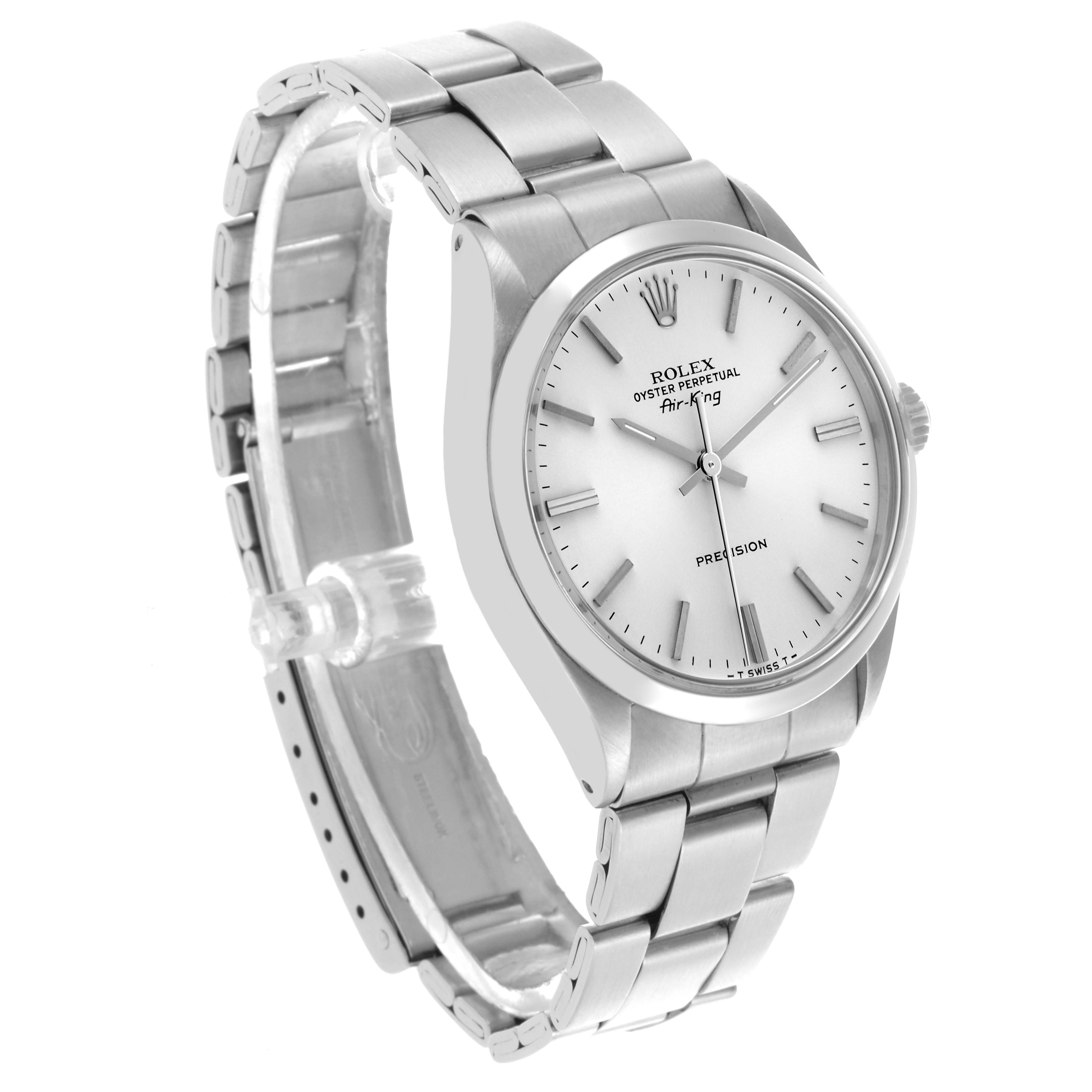 The Rolex Vintage Collection 5500 Men's Stainless Steel Silver Dial 5500 Men's Stainless Steel Silver Dial watch is shown at a slight angle, highlighting the face, bezel, crown, and stainless steel bracelet.