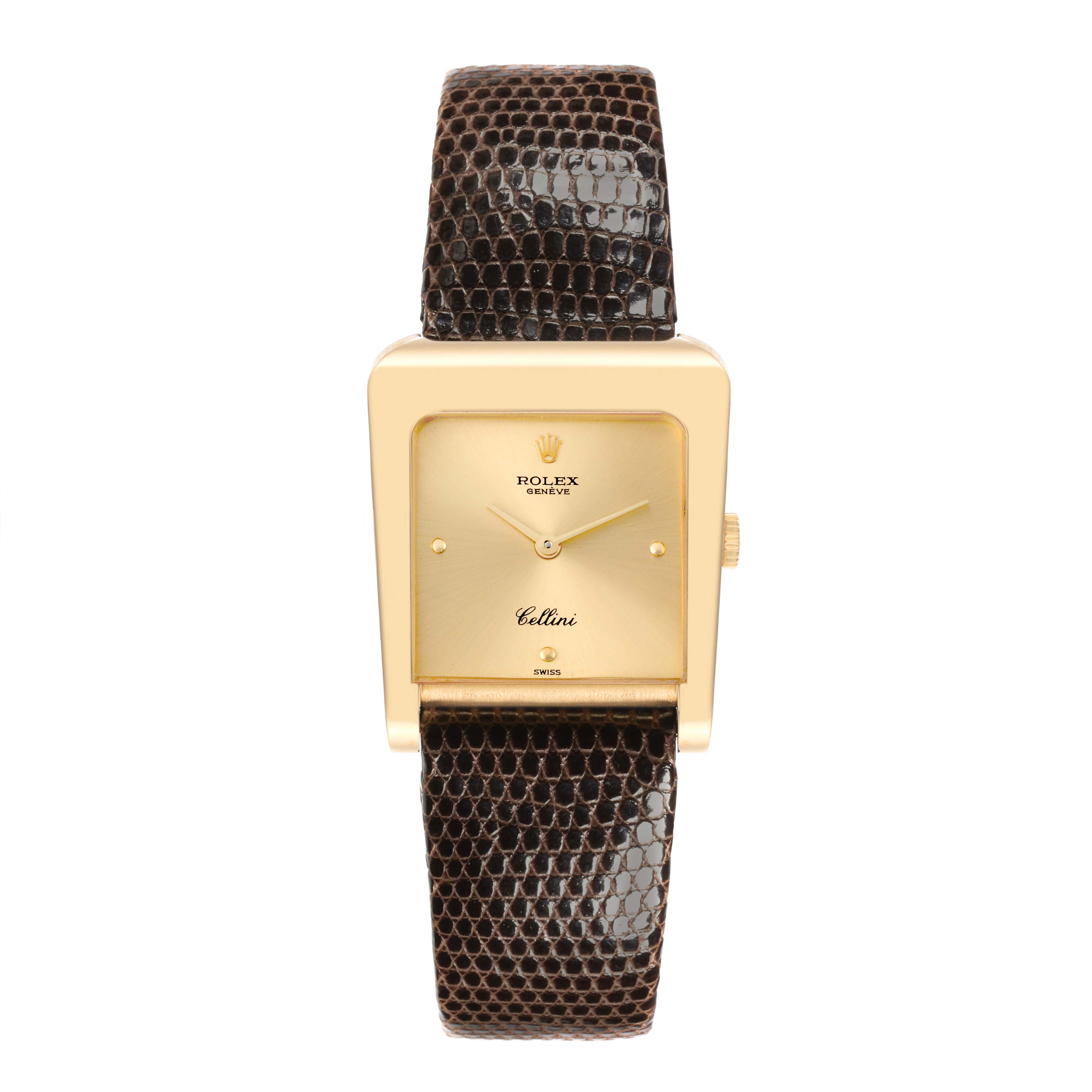 Rolex Cellini Yellow Gold Trapezoid Mens Vintage Watch 4100